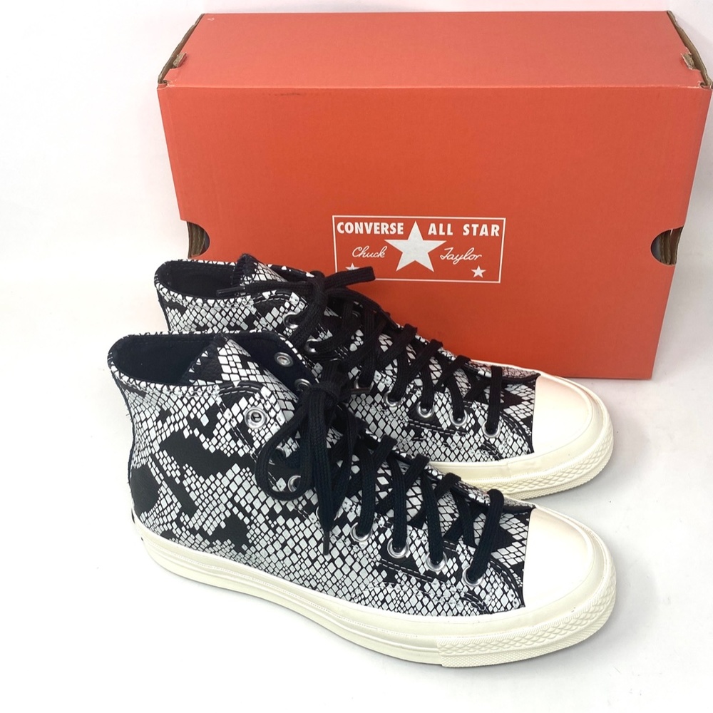 Converse Chuck 70 All Star High Top Egret Black Leather Women Sneakers 570355C - Picture 7 of 8